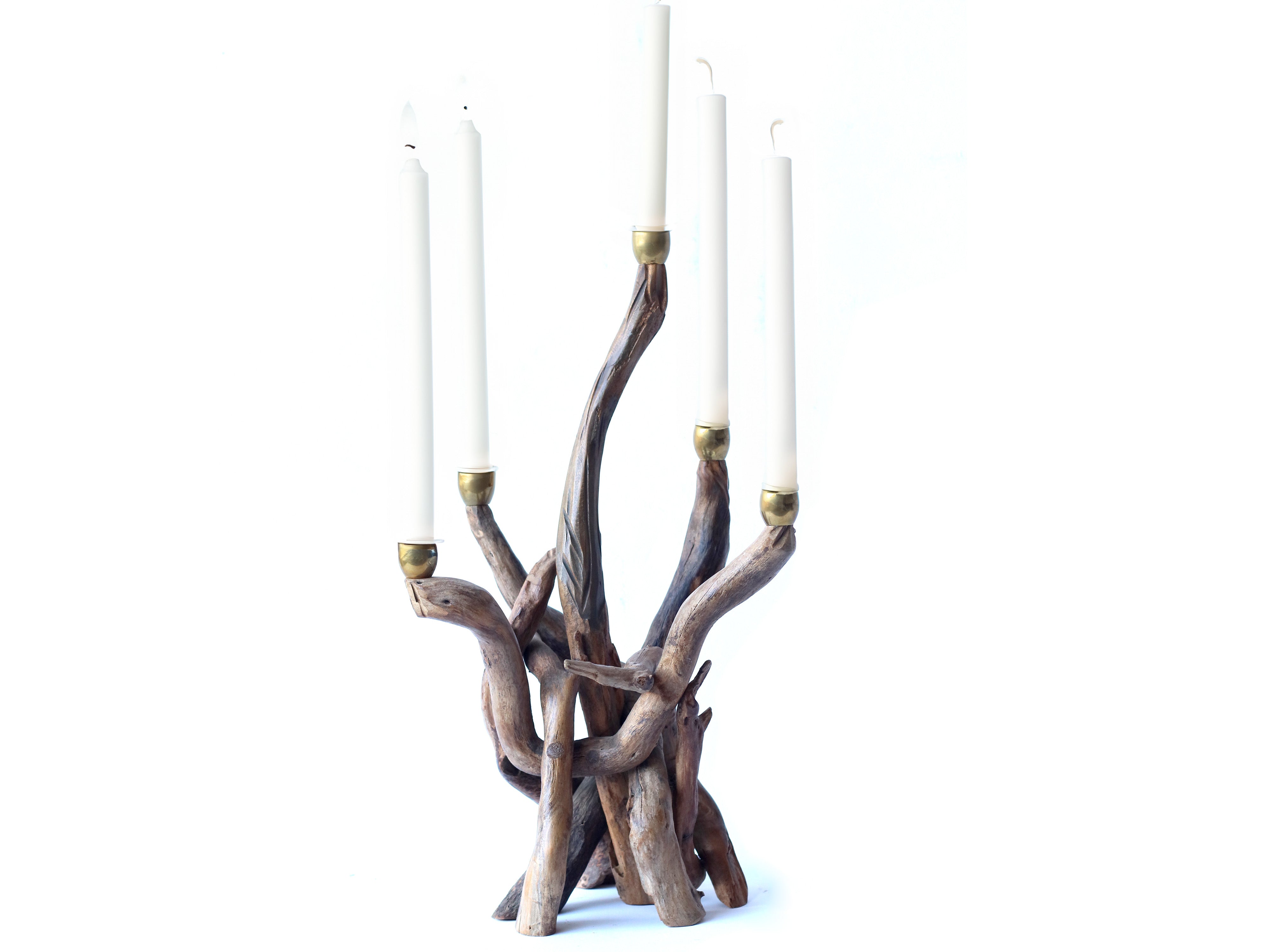 Driftwood 5 Brass-made Cups Candlestick