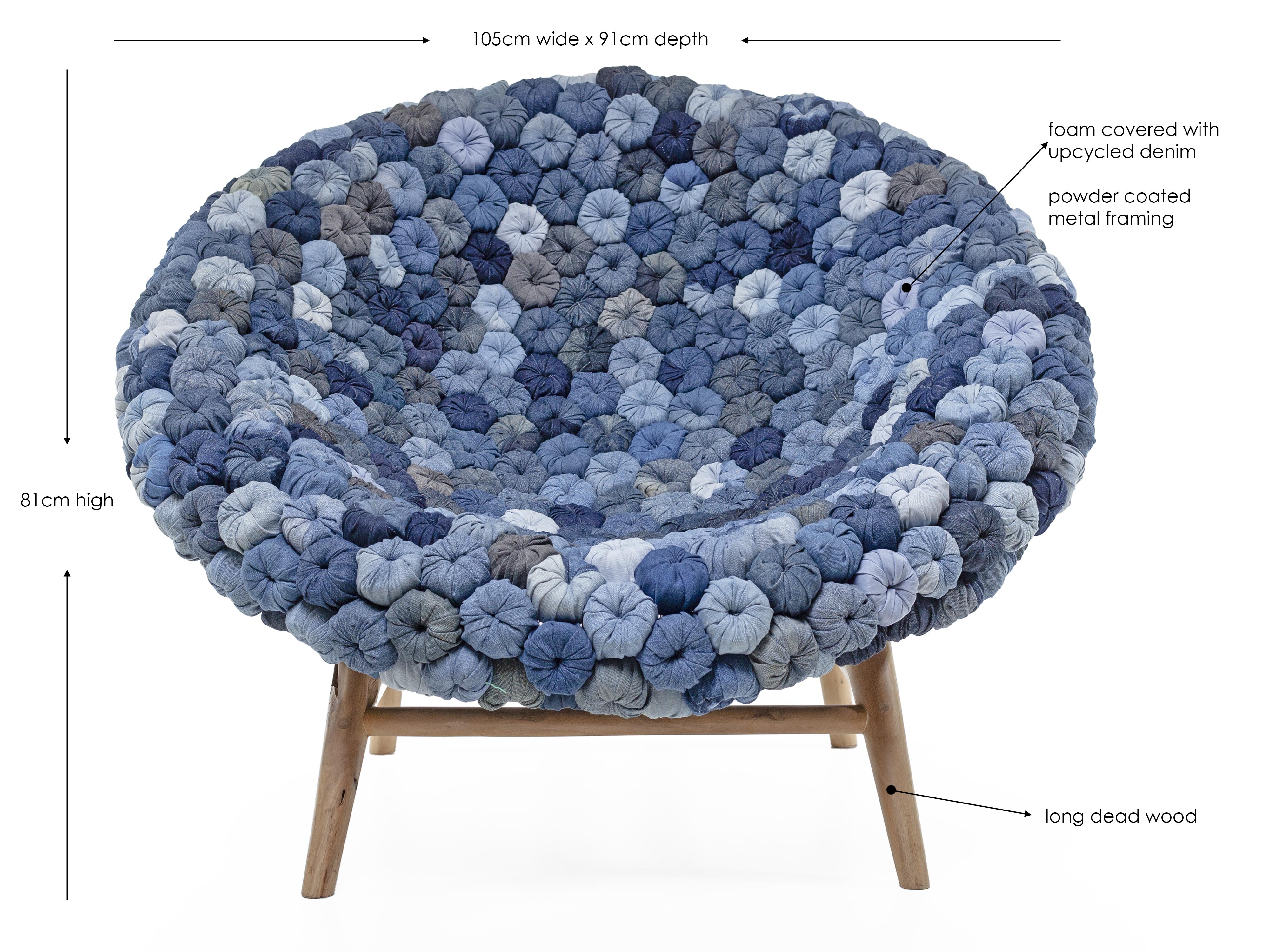Denim Blue Coral Pin Cushion Tub Chair