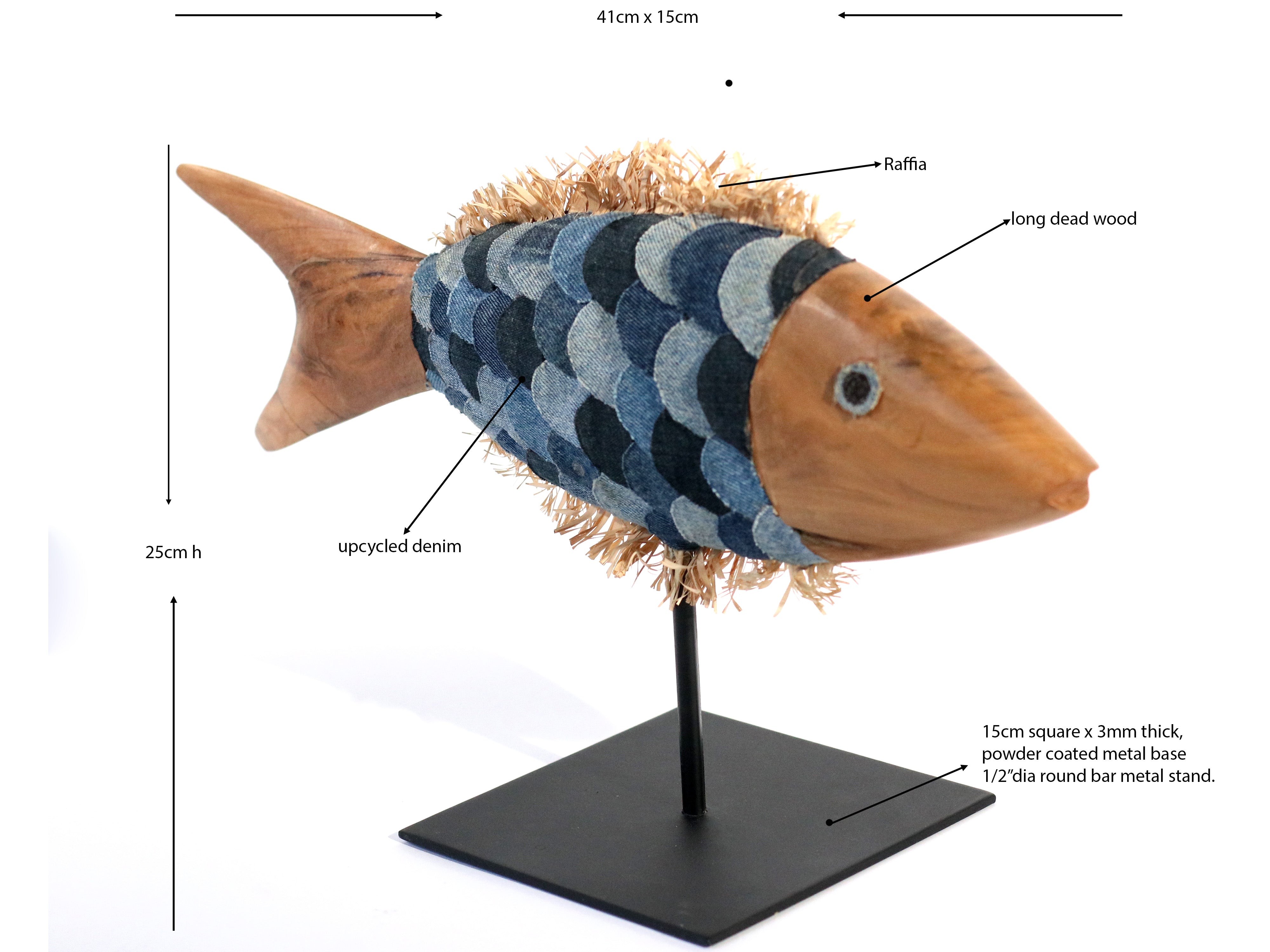 Large Denim Fish Sculpture