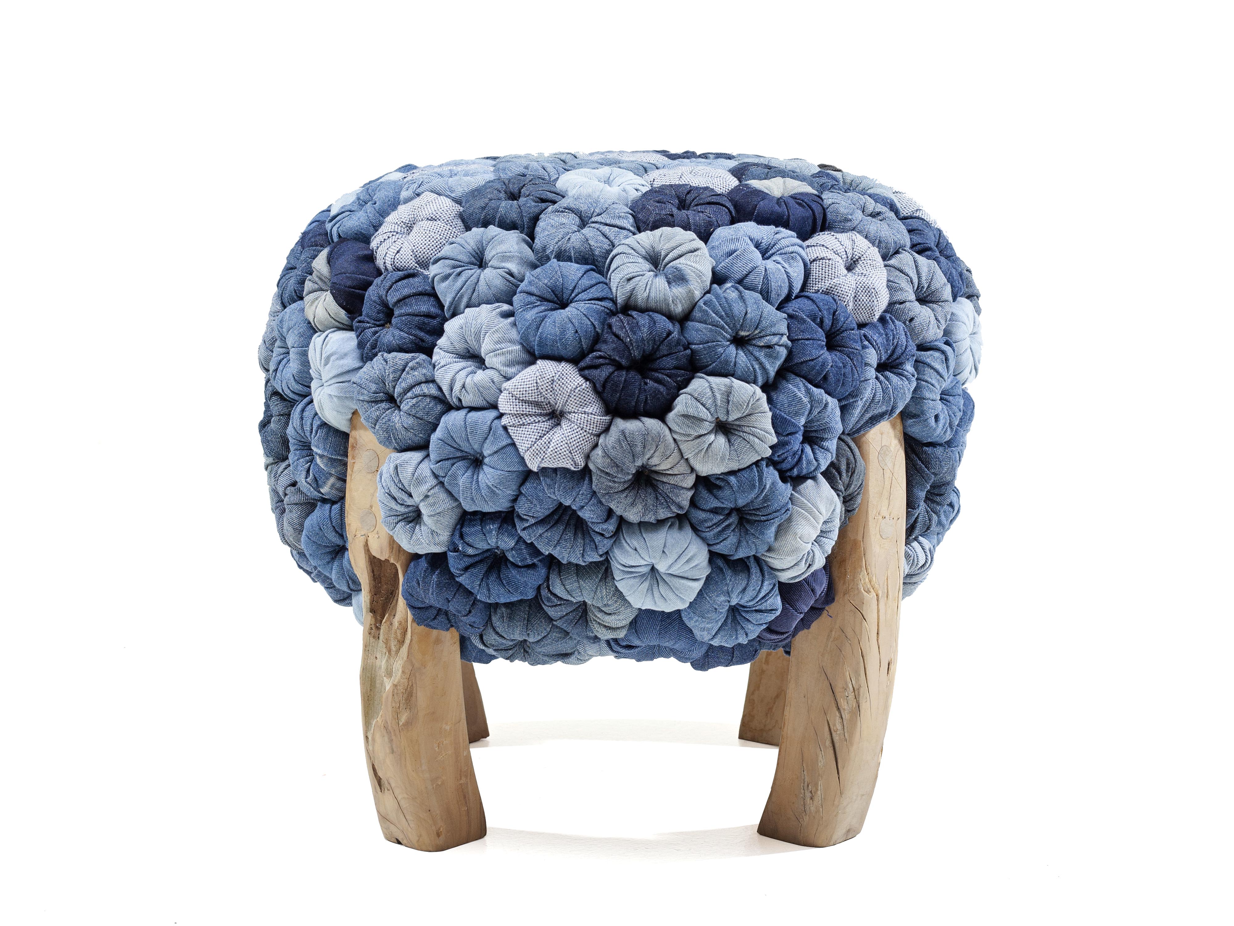 Blue Coral Pin Cushion Stool