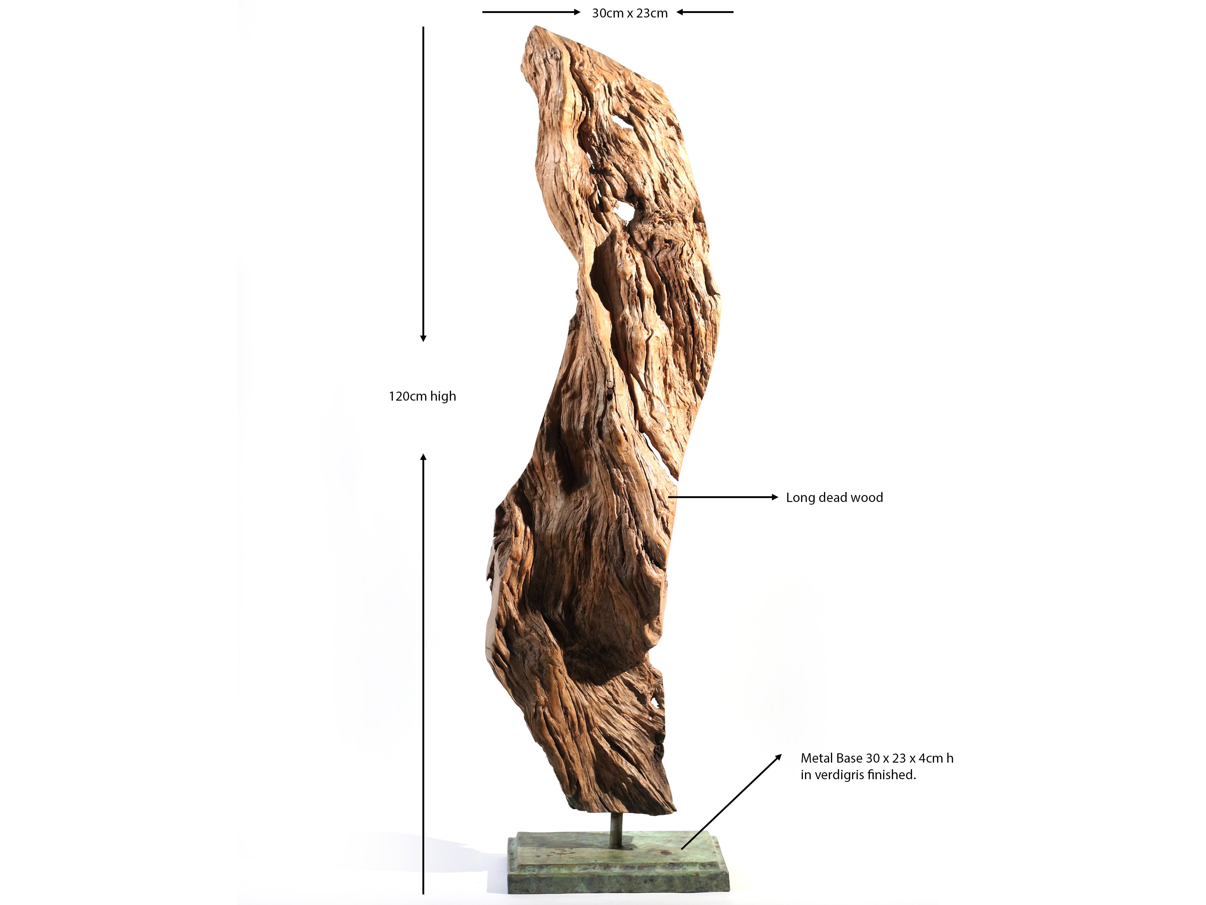 Driftwood Sculpture on Verdigris Metal Stand